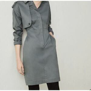 BCBGMaxAzria Long Sleeve Trench Dress Castor Grey Size XXS
